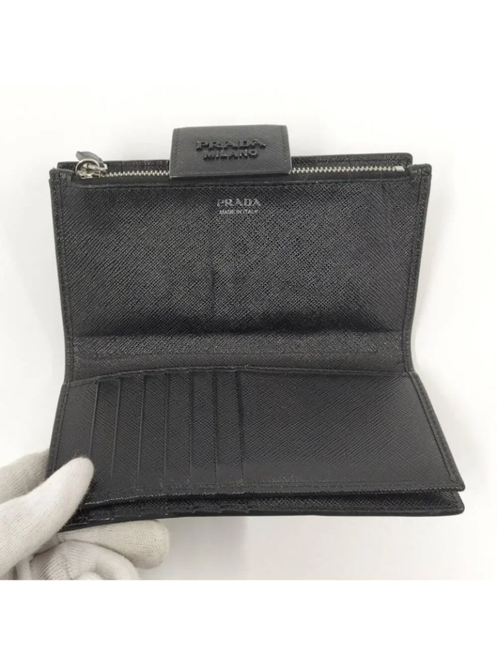 Prada Bifold Wallet Leather Black - Picture 2 of 10